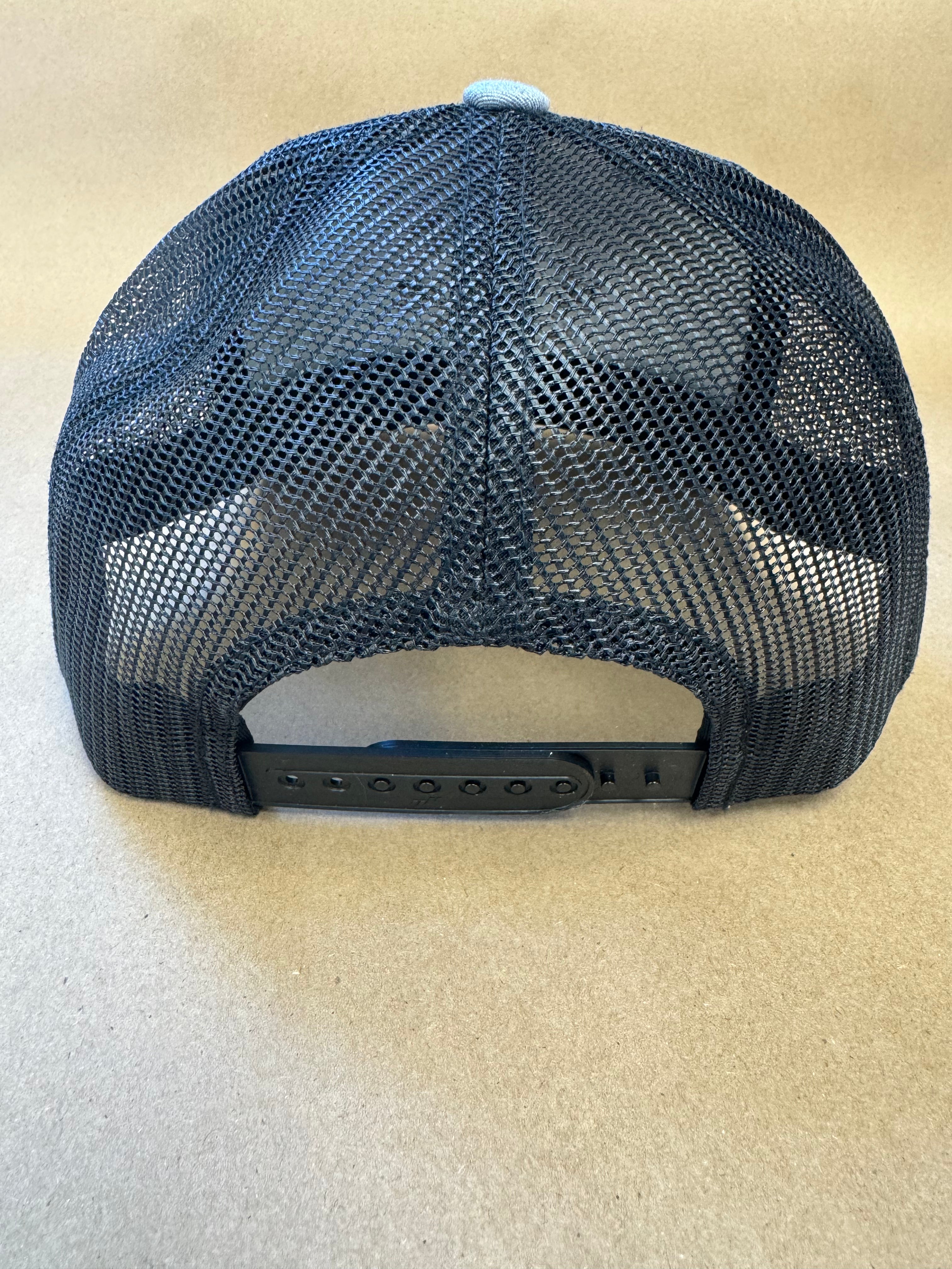 Gray/Black Embroidered Logo Truckers Hat | Palmetto Leather