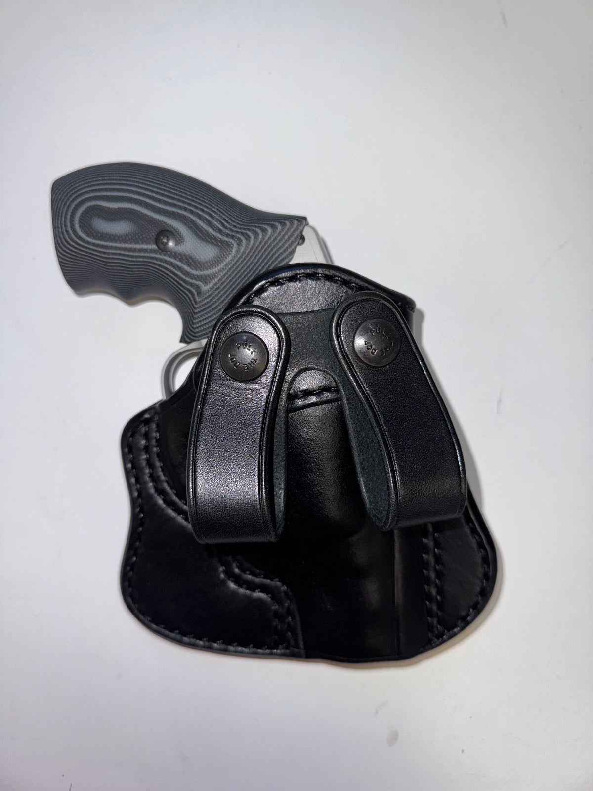 IWB Leather Holster For Smith & Wesson J Frame – Right Hand Black Inside Waistband Concealed Carry