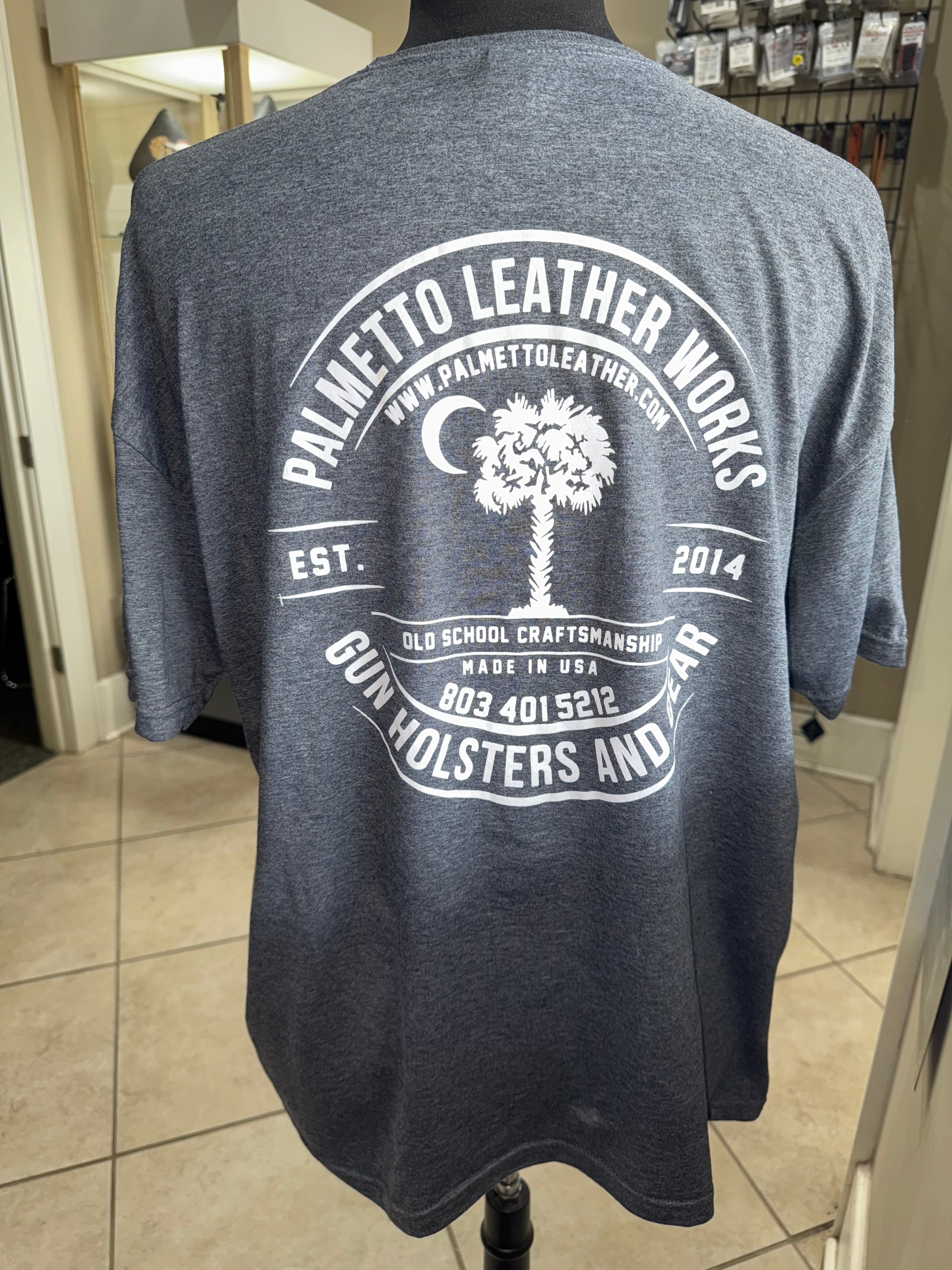 Gildan Dark Heather Palmetto Leather Works Shirts | Palmetto Leather